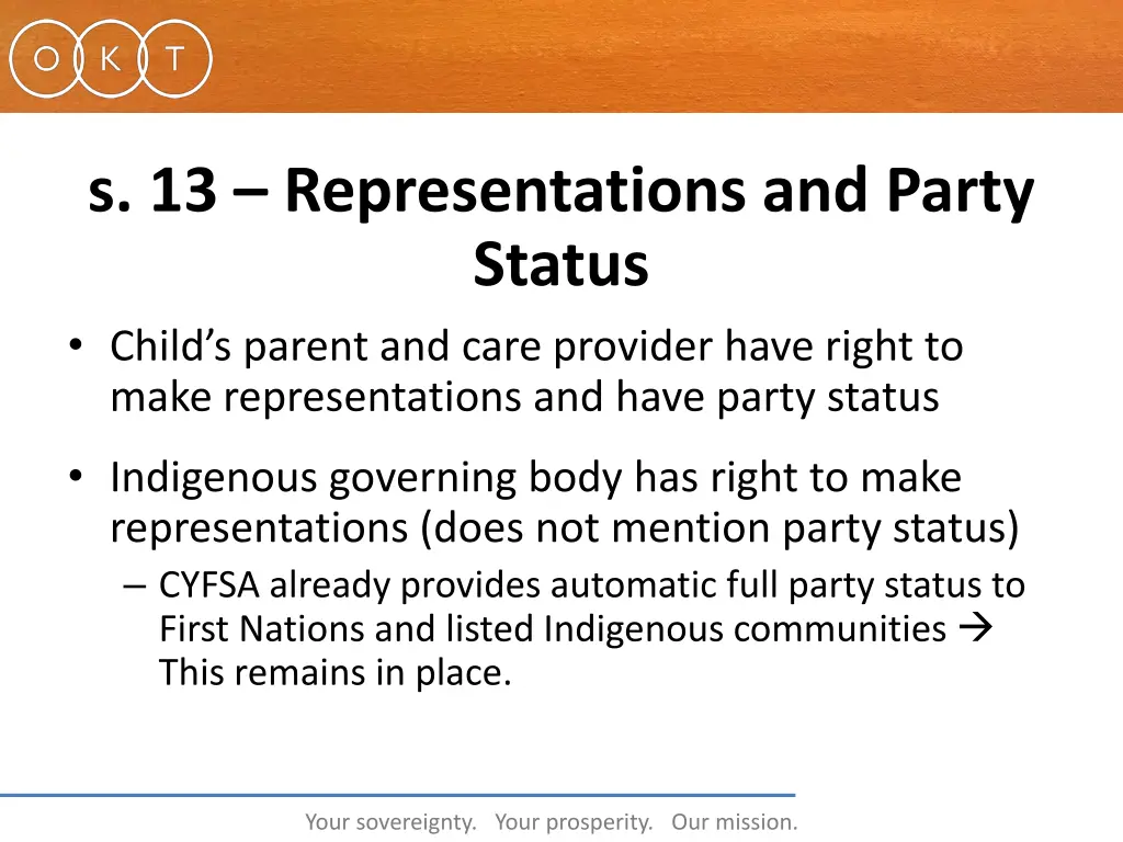 s 13 representations and party status child