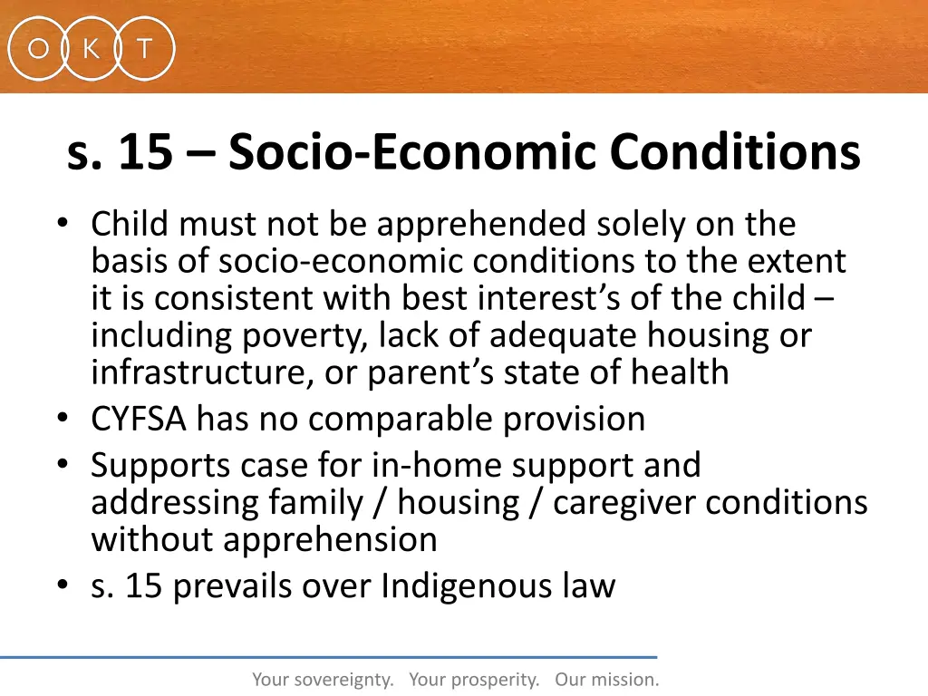s 15 socio economic conditions child must