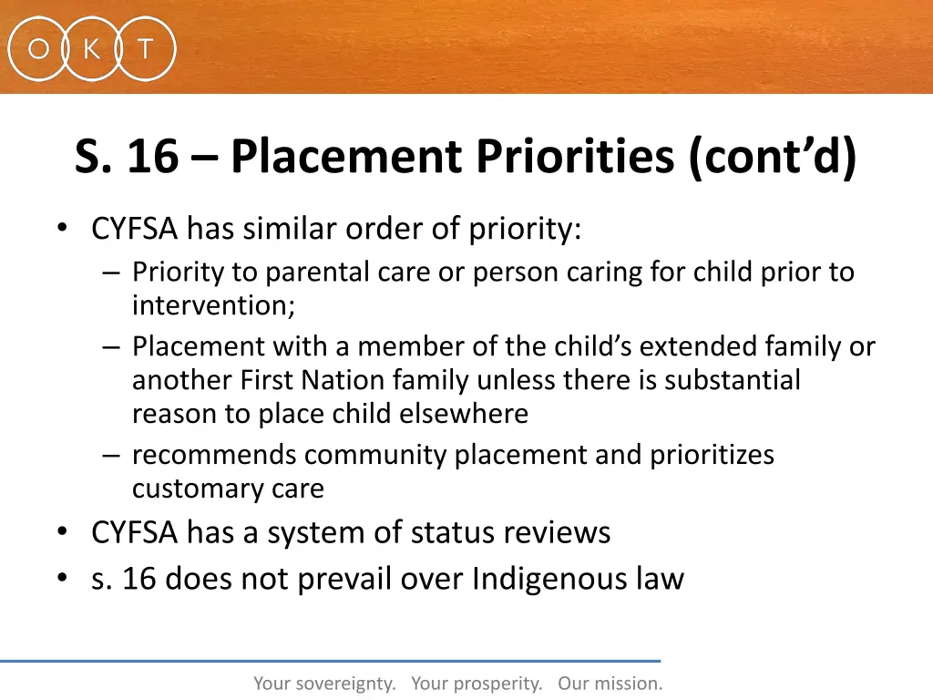 s 16 placement priorities cont d