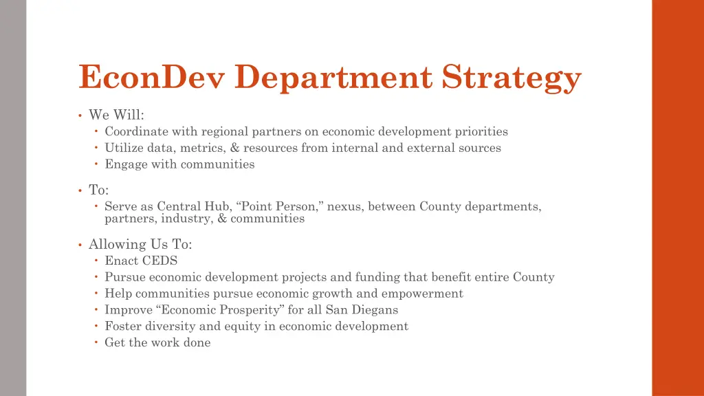 econdev department strategy