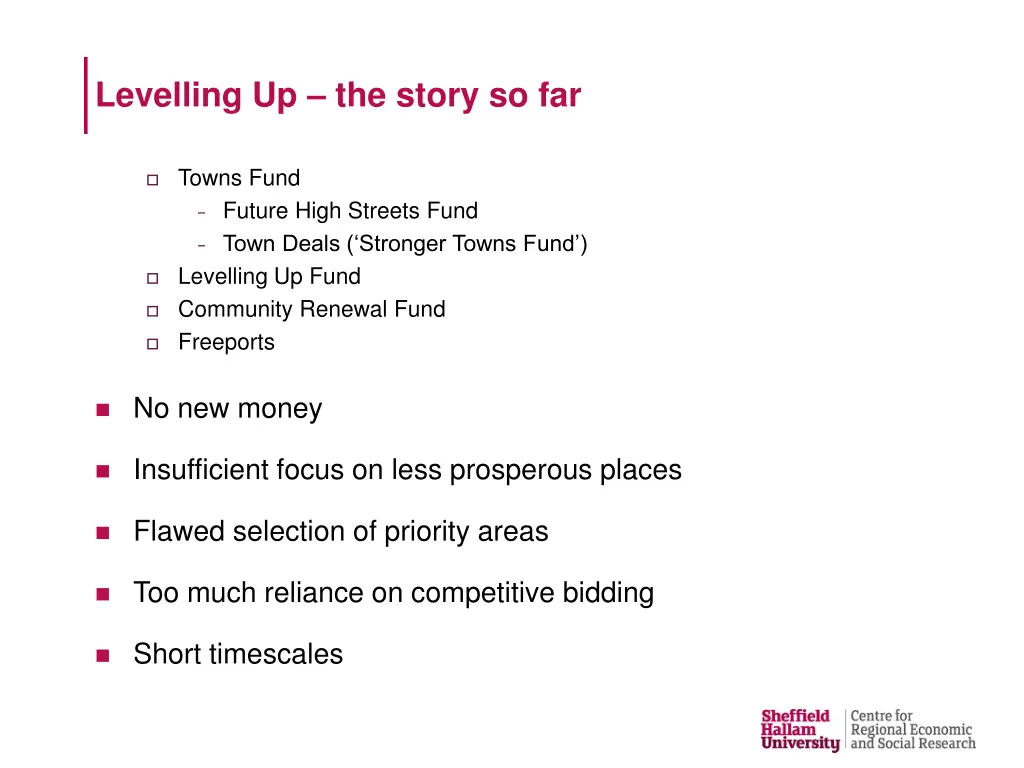 levelling up the story so far