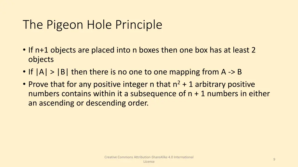 the pigeon hole principle