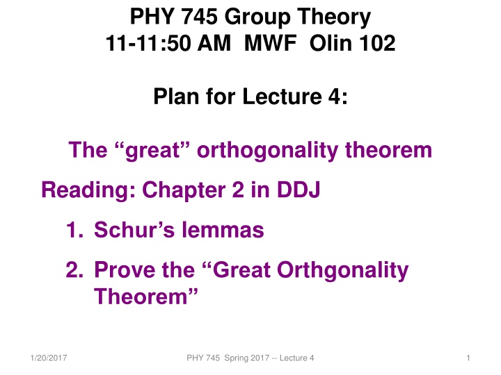 phy 745 group theory 11 11 50 am mwf olin 102