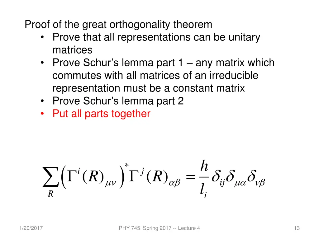 proof of the great orthogonality theorem prove 3