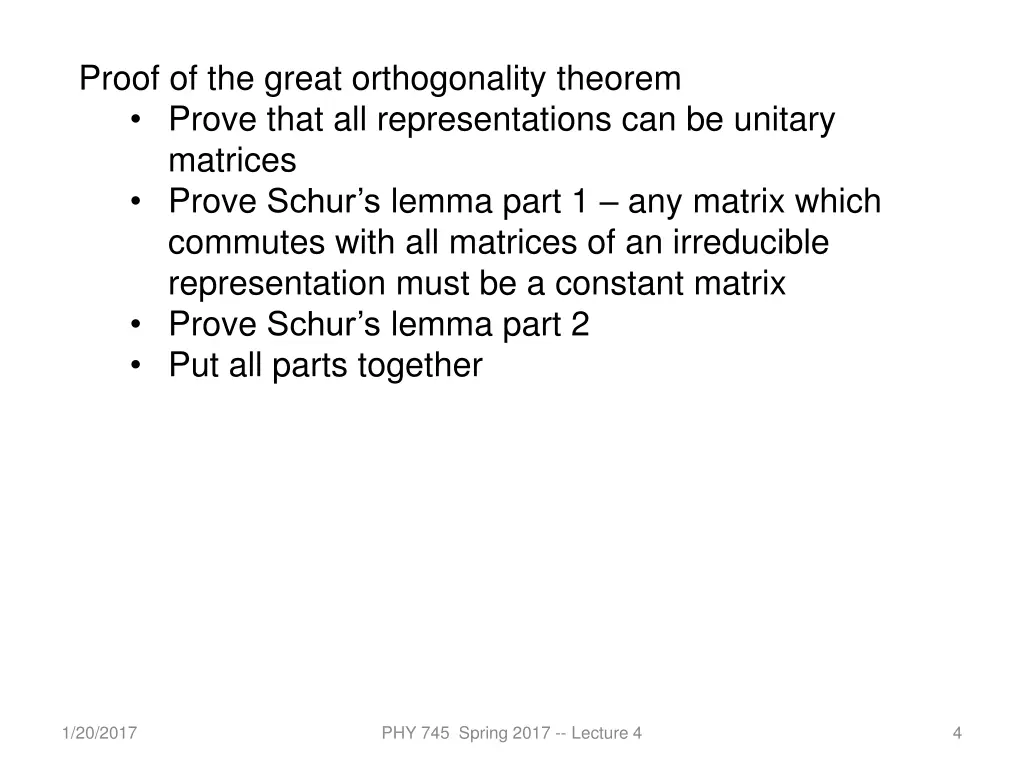 proof of the great orthogonality theorem prove