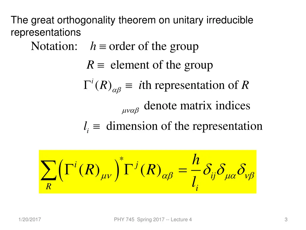 the great orthogonality theorem on unitary