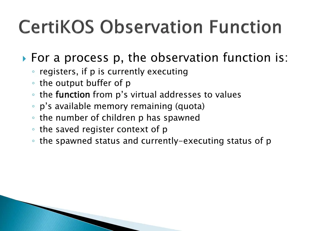 for a process p the observation function