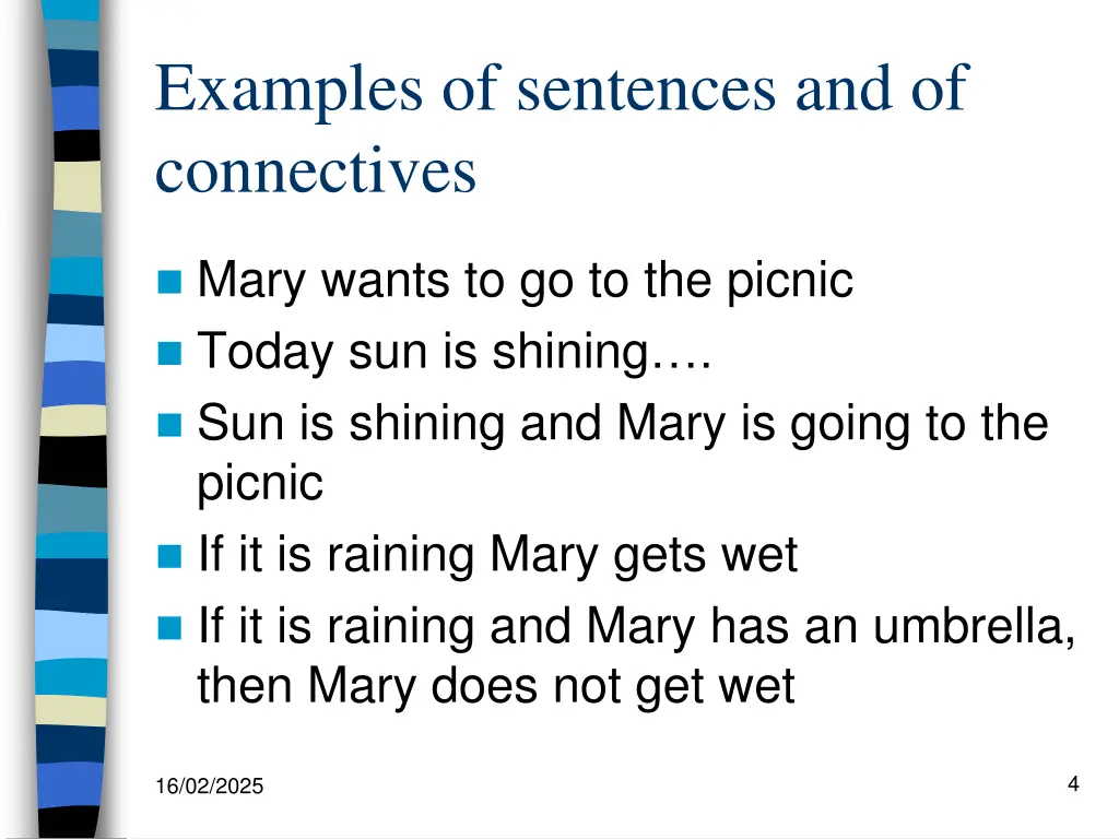 examples of sentences and of connectives