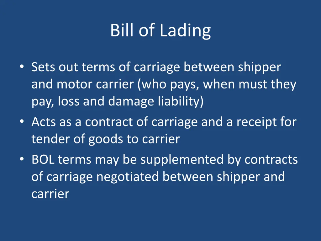 bill of lading