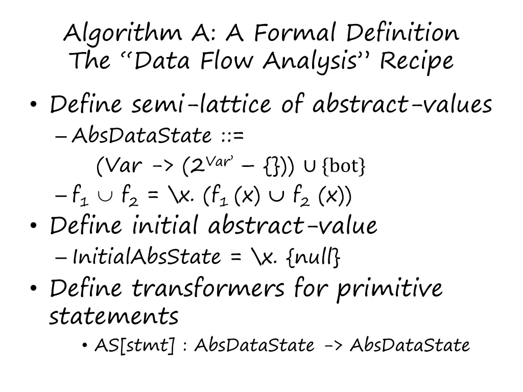 algorithm a a formal definition the data flow