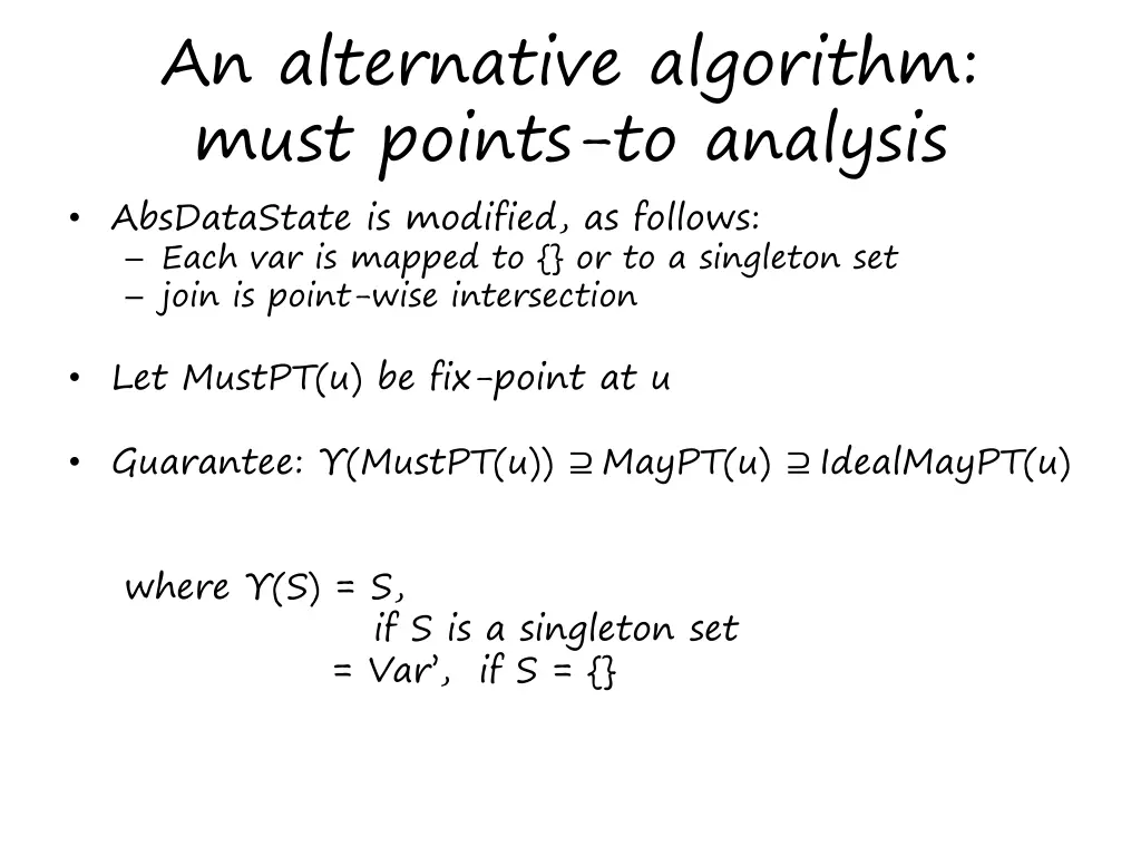 an alternative algorithm must points to analysis