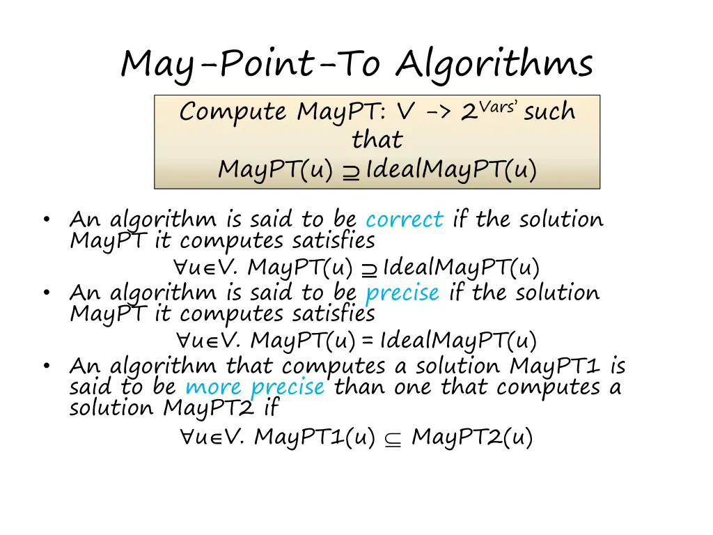 may point to algorithms compute maypt v 2 vars