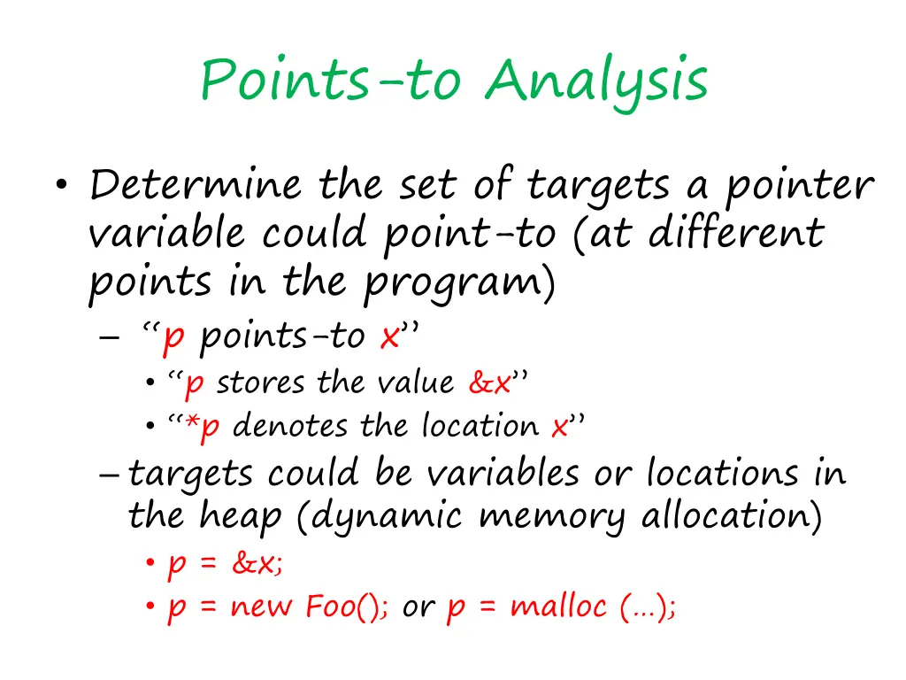 points to analysis
