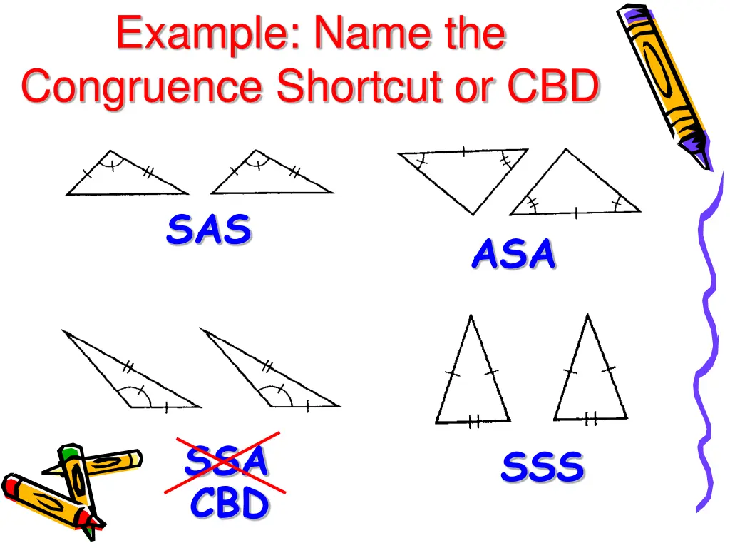example name the congruence shortcut or cbd