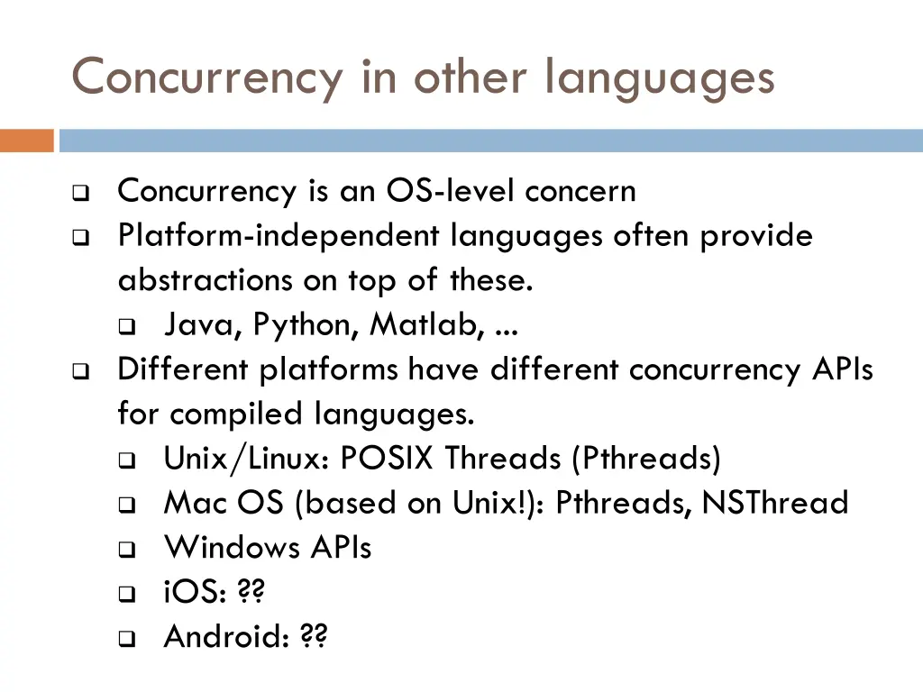 concurrency in other languages