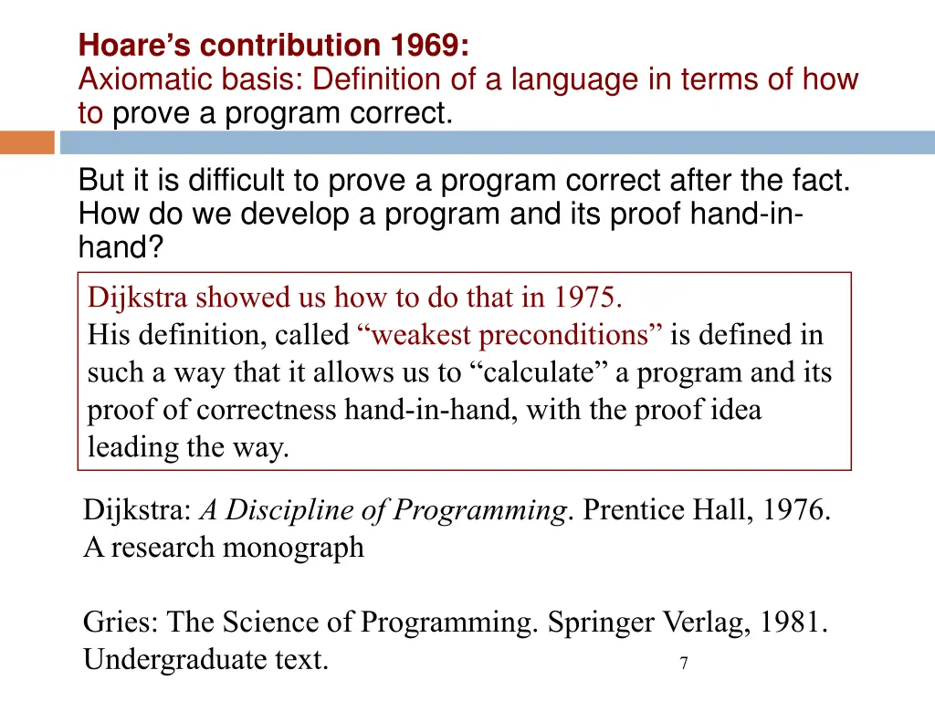 hoare s contribution 1969 axiomatic basis