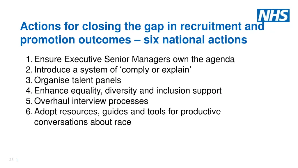 actions for closing the gap in recruitment
