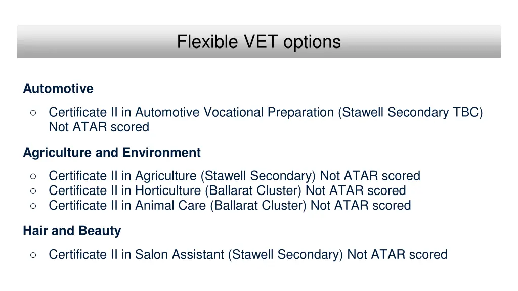 flexible vet options