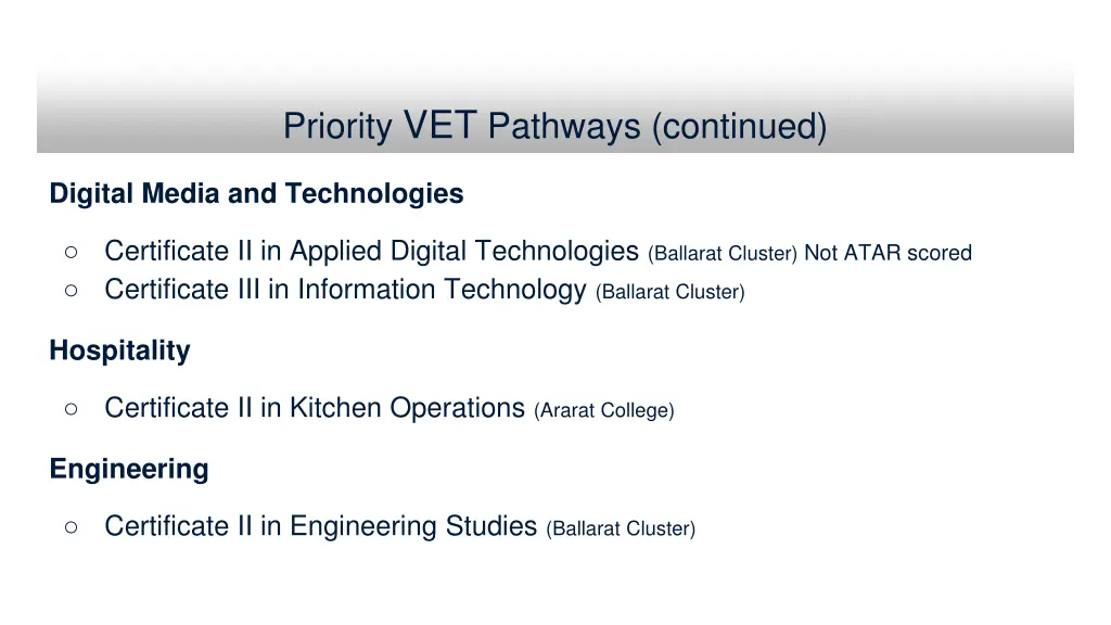 priority vet pathways continued