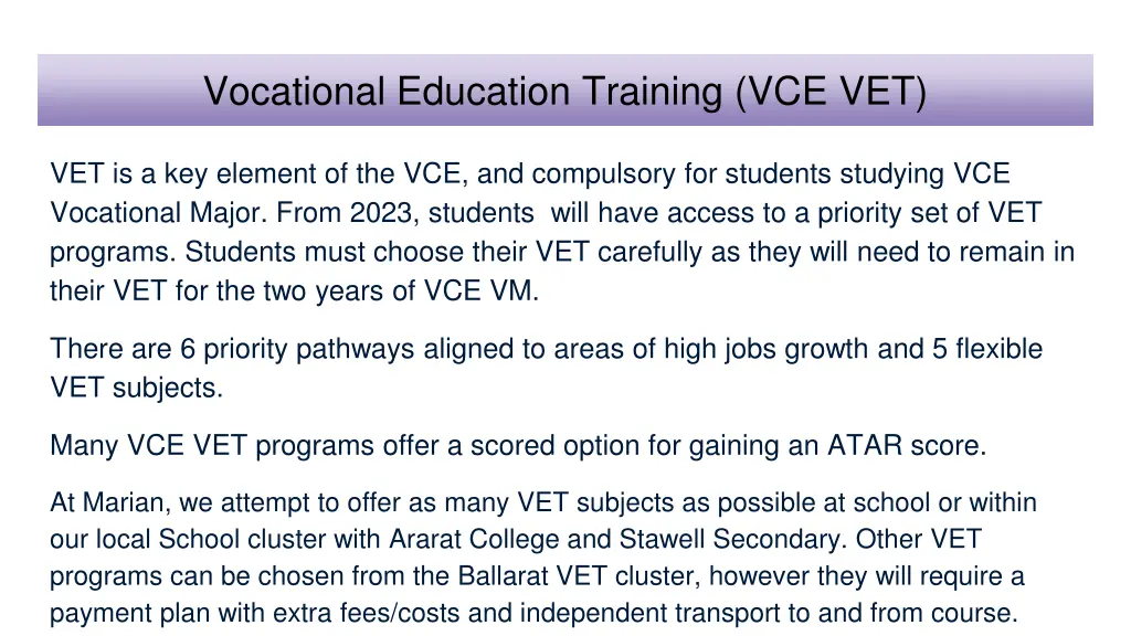 vocational education training vce vet