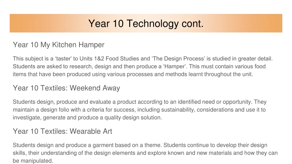year 10 technology cont