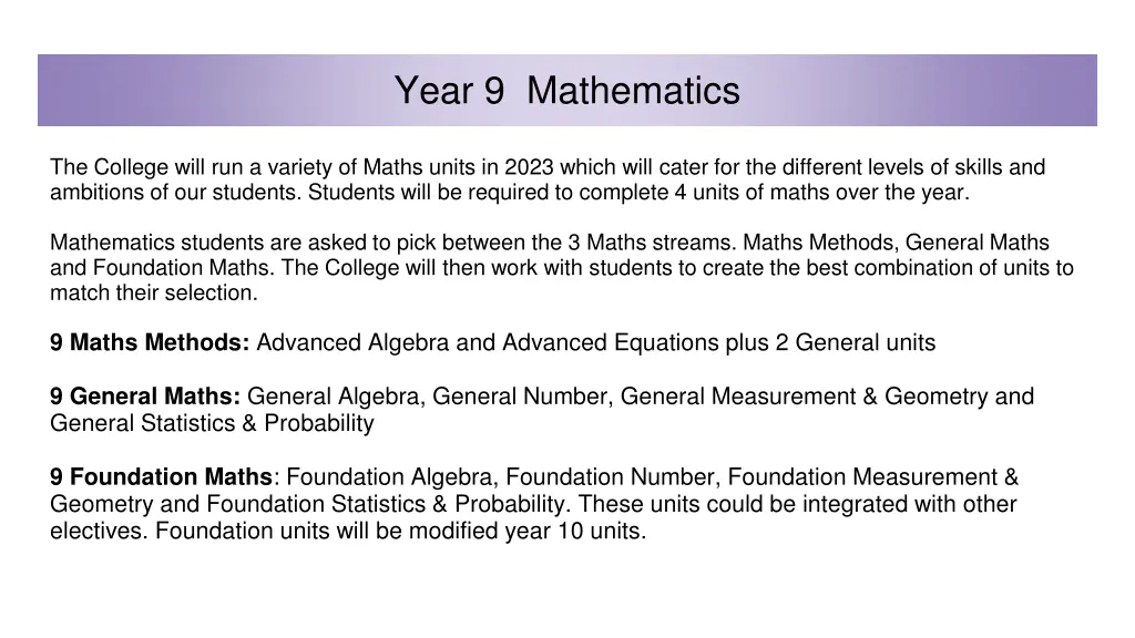 year 9 mathematics