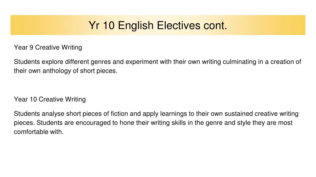 yr 10 english electives cont 1