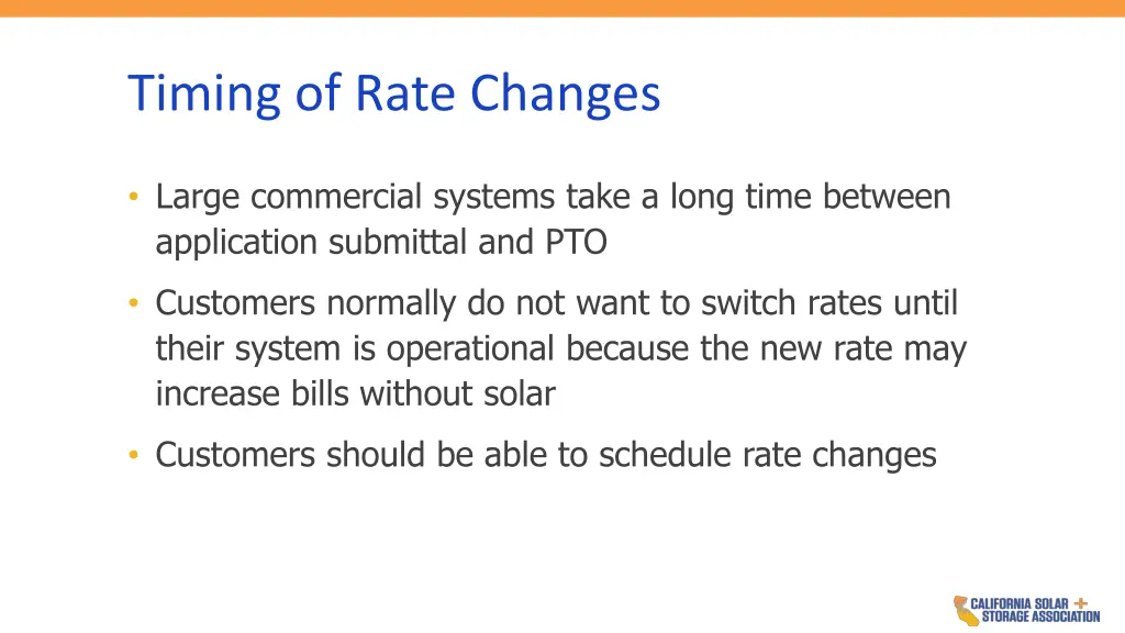 timing of rate changes