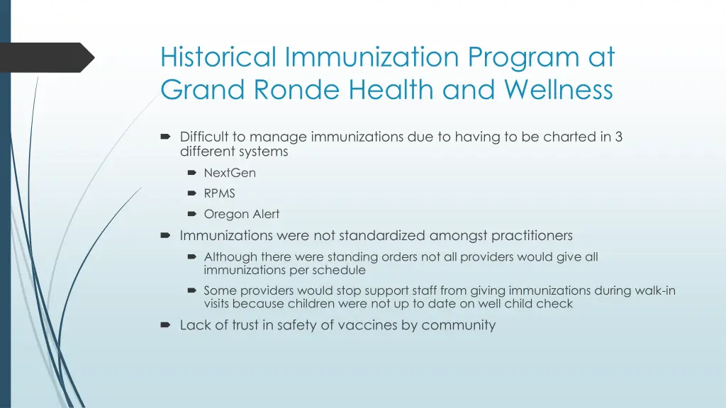 historical immunization program at grand ronde