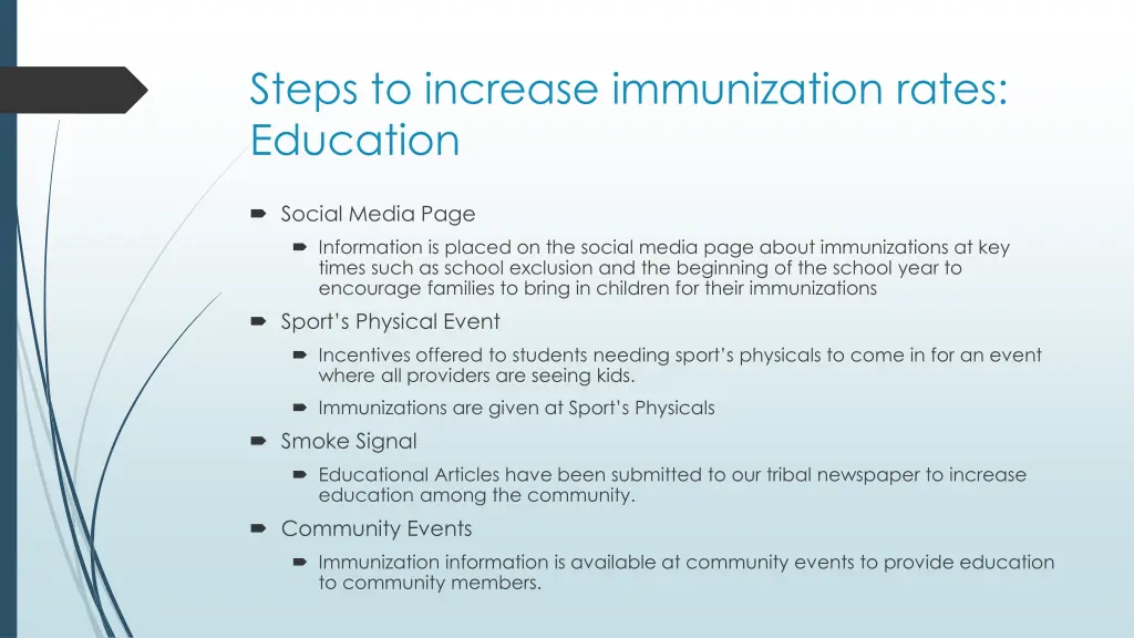 steps to increase immunization rates education