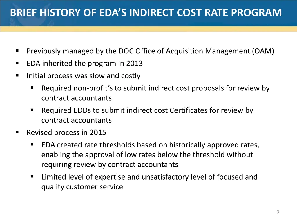 brief history of eda s indirect cost rate program