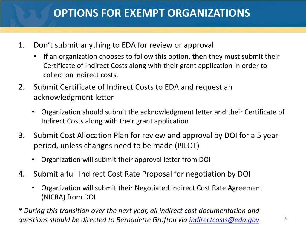 options for exempt organizations