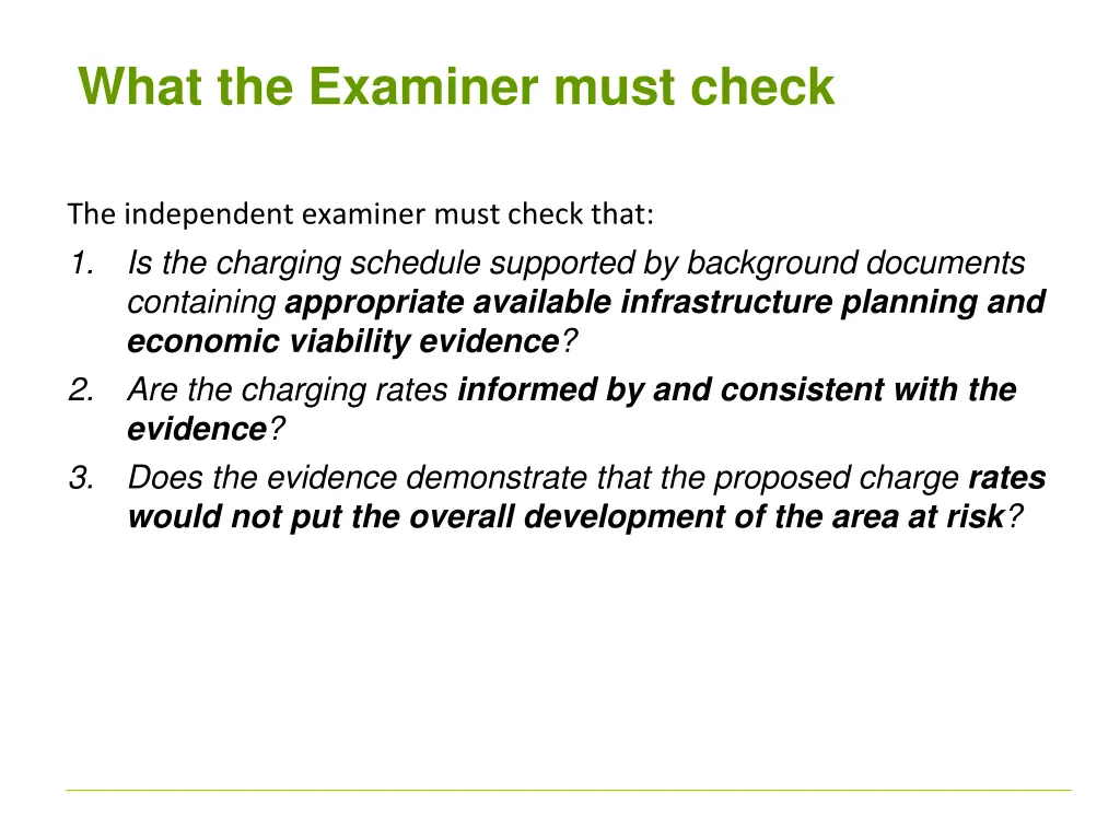 what the examiner must check