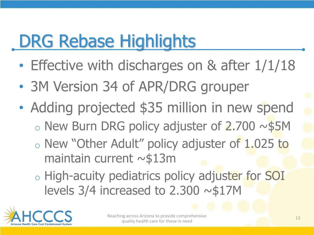 drg rebase highlights effective with discharges