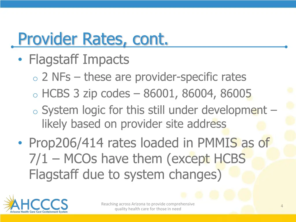 provider rates cont flagstaff impacts