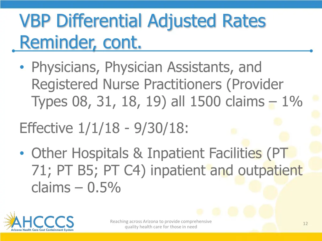 vbp differential adjusted rates reminder cont