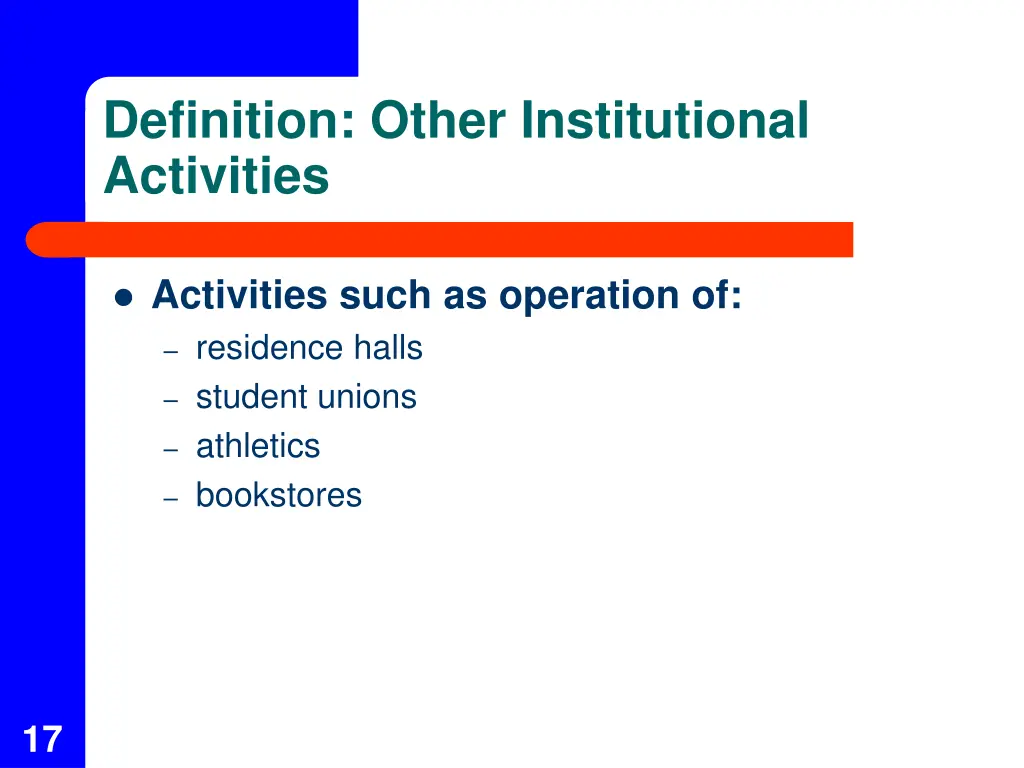definition other institutional activities