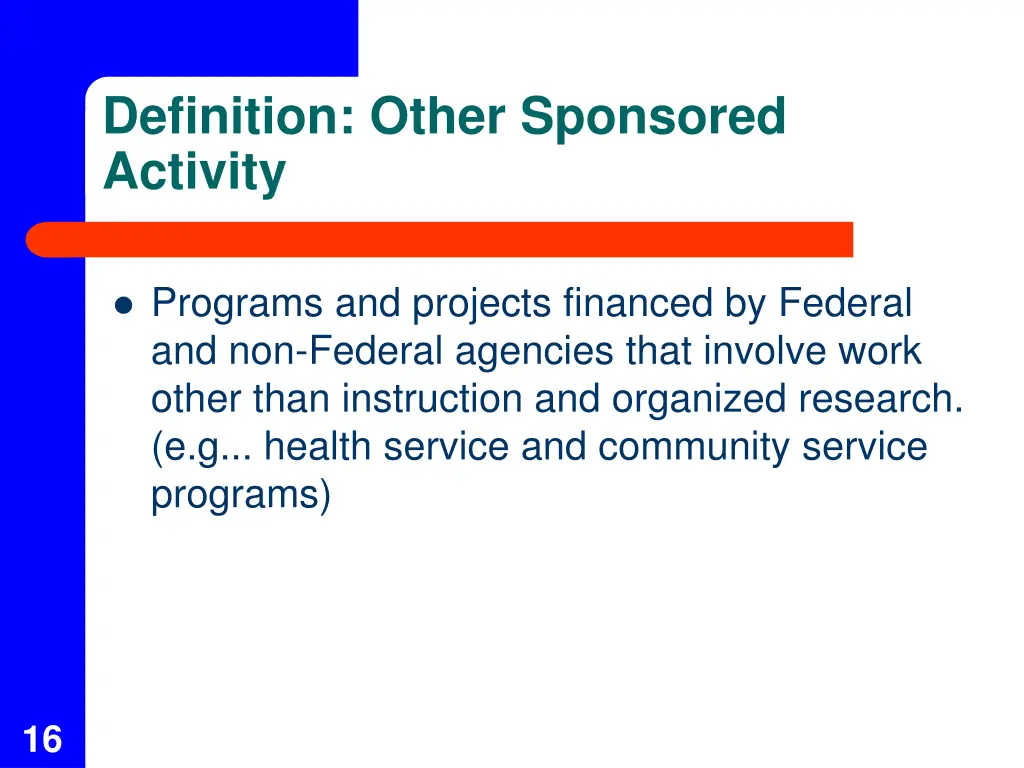 definition other sponsored activity