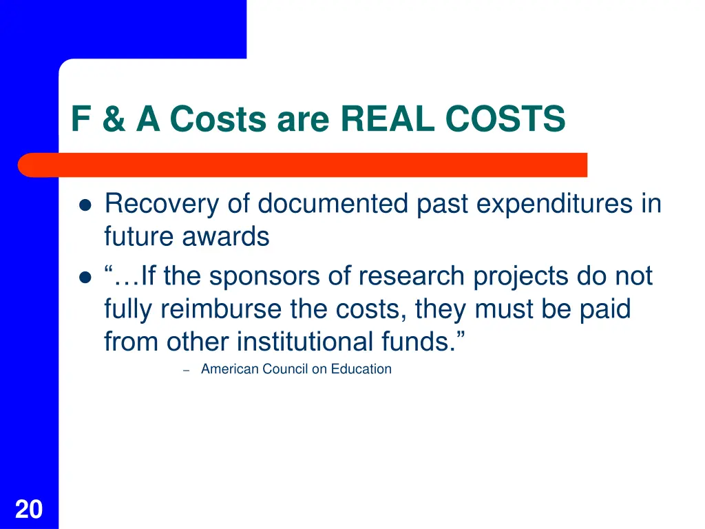 f a costs are real costs
