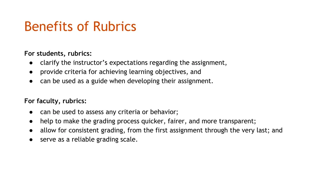 benefits of rubrics