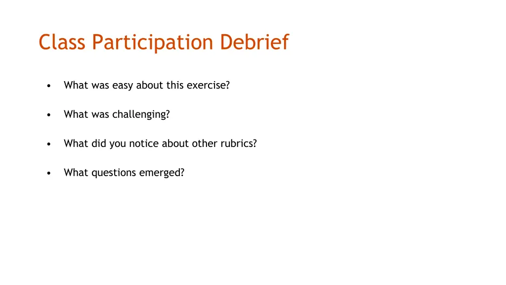 class participation debrief