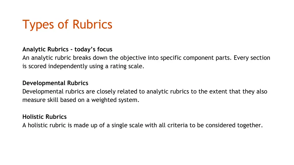 types of rubrics