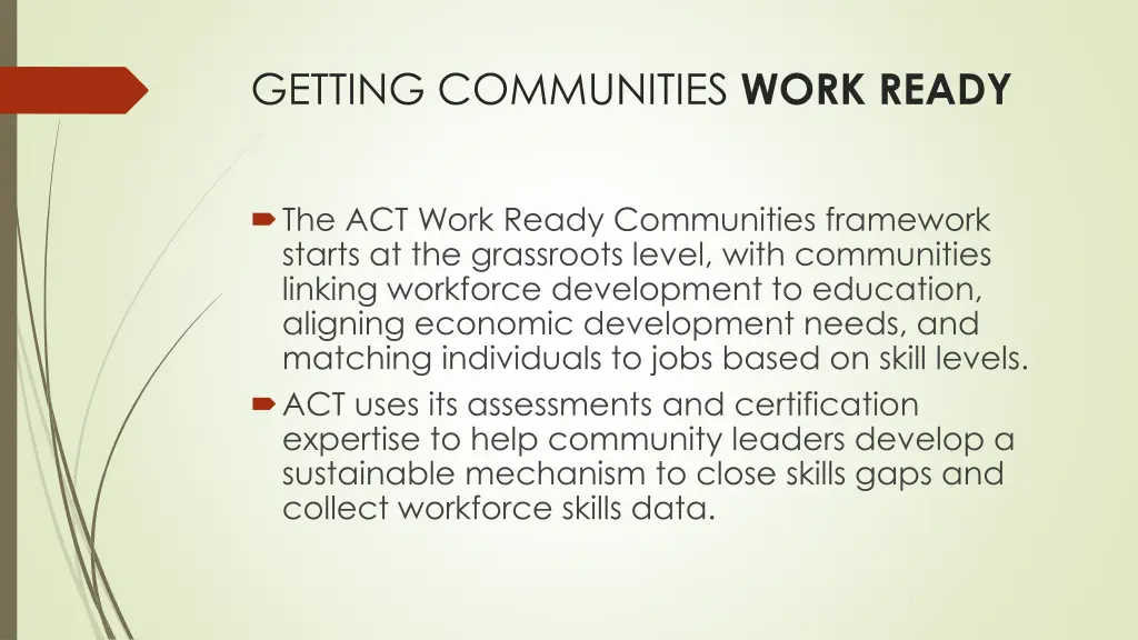 getting communities work ready