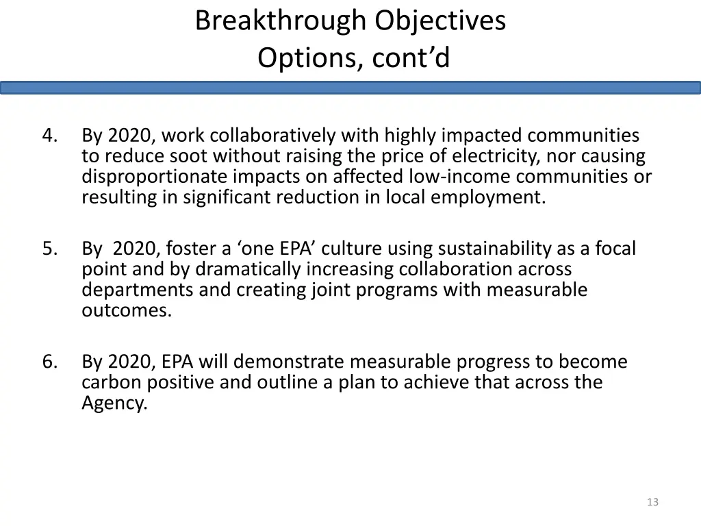 breakthrough objectives options cont d