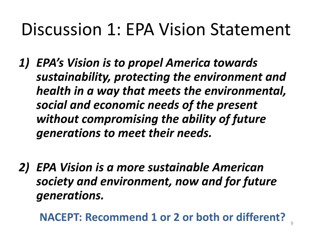 discussion 1 epa vision statement