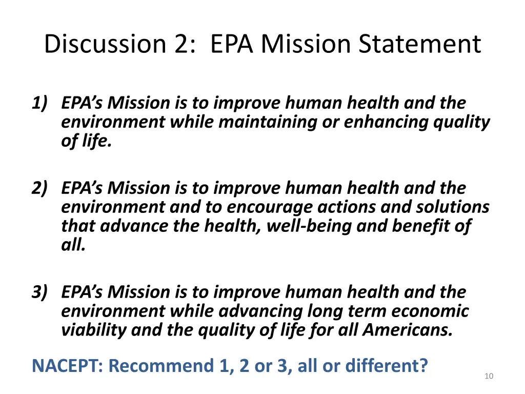 discussion 2 epa mission statement