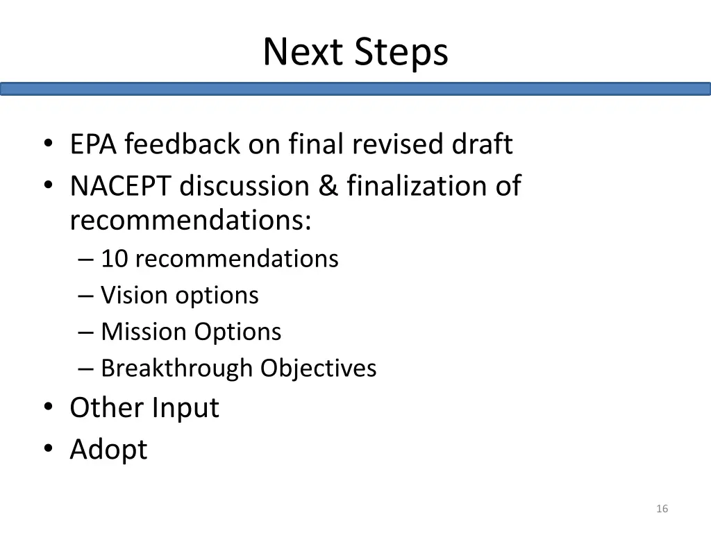 next steps