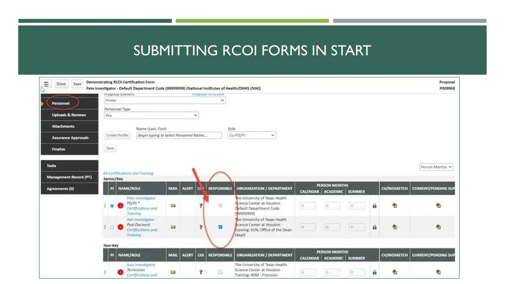submitting rcoi forms in start 1