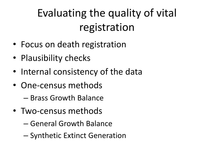 evaluating the quality of vital registration