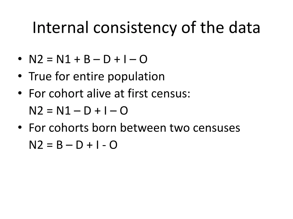 internal consistency of the data